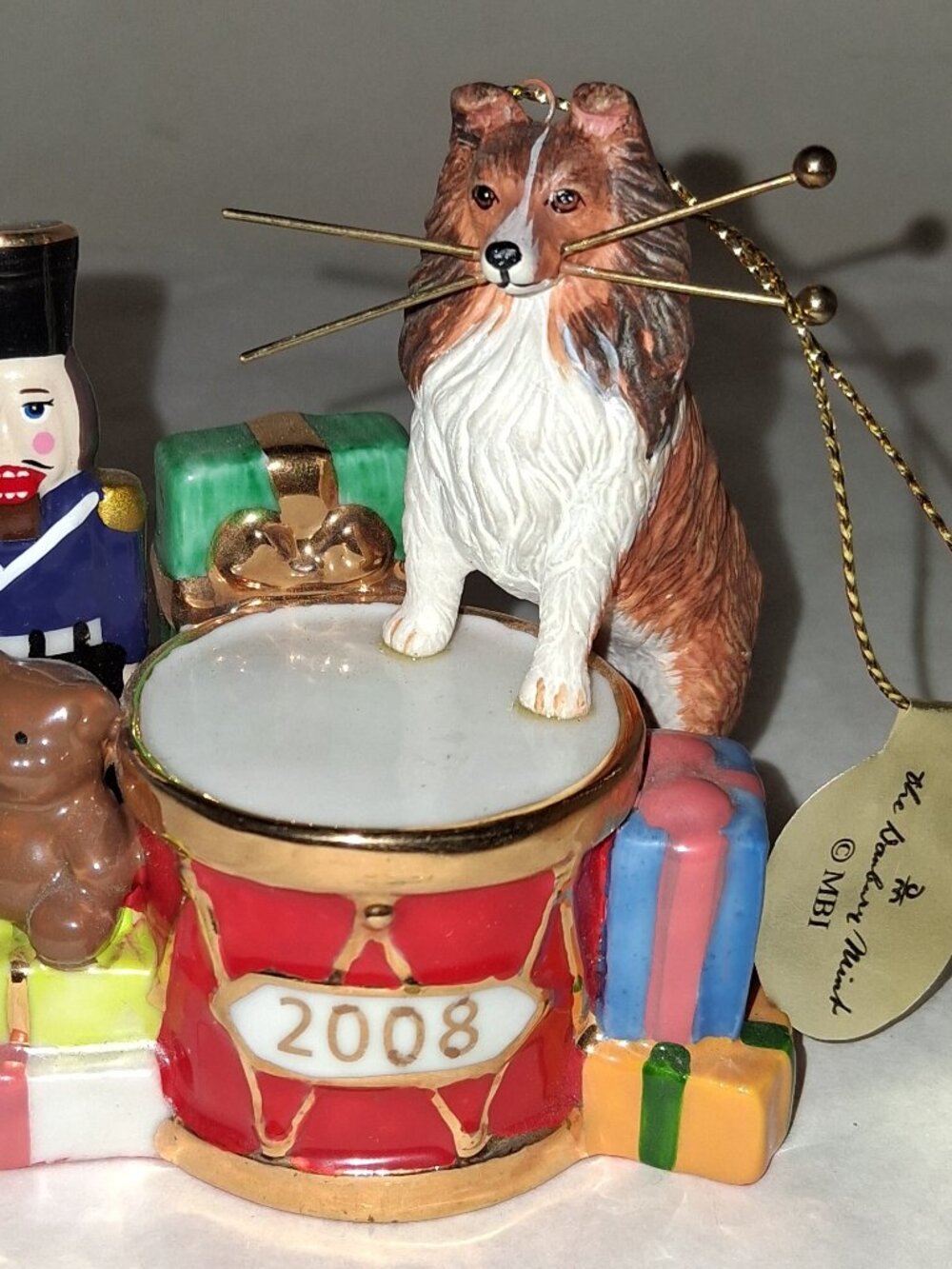 Danbury Mint SHELTIE Ornament 2008 Drums Christmas gifts